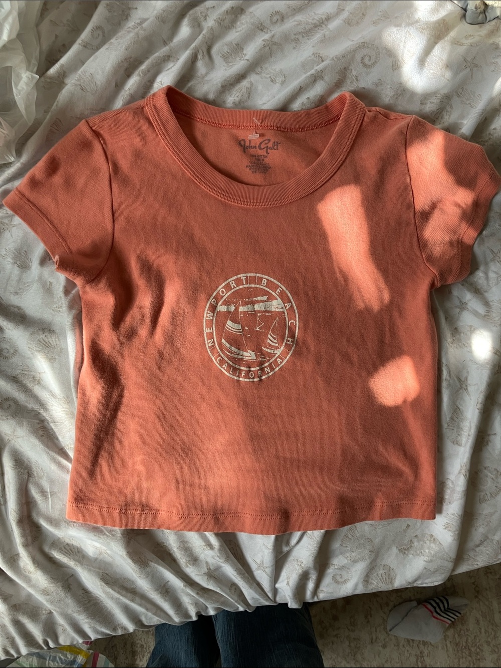 (Quite cropped when on) Brandy Melville Coral Short-Sleeve Graphic Tee